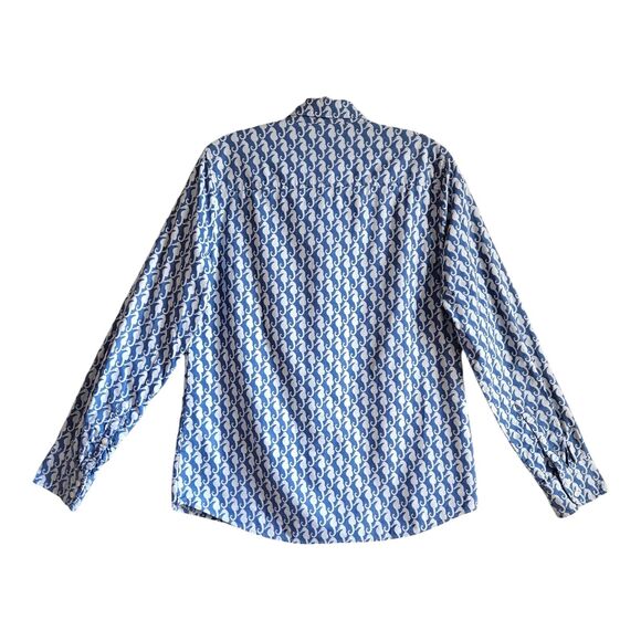 J. CREW Women S Seahorse Shirt Blue White Button Up Long Sleeve Cotton Bust 38" - Picture 7 of 7